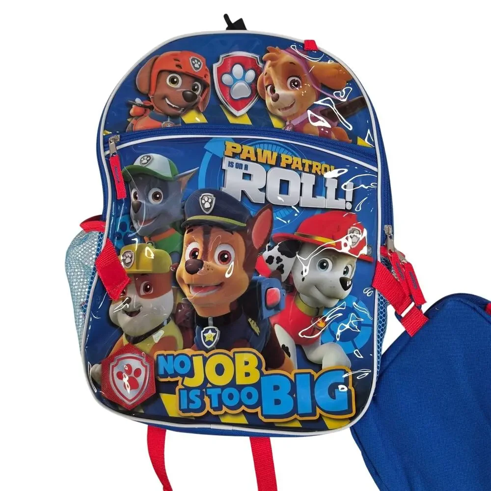 Paw Patrol Blue Backpack Lunch Bag Drawstring Kids School Set No Job Is Too Big